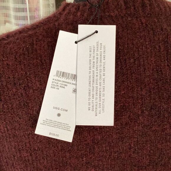 NWT UGG Alessa Crewneck Wool Sweater Women’s XS Rosewood Colorblock - Picture 6 of 8